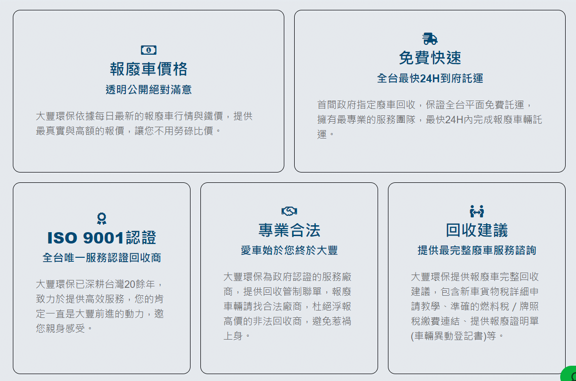 【台中】大豐環保｜車輛報廢、獎勵金申請、貨物稅減免不求人，回收一站通，輕鬆搞定汽車回收