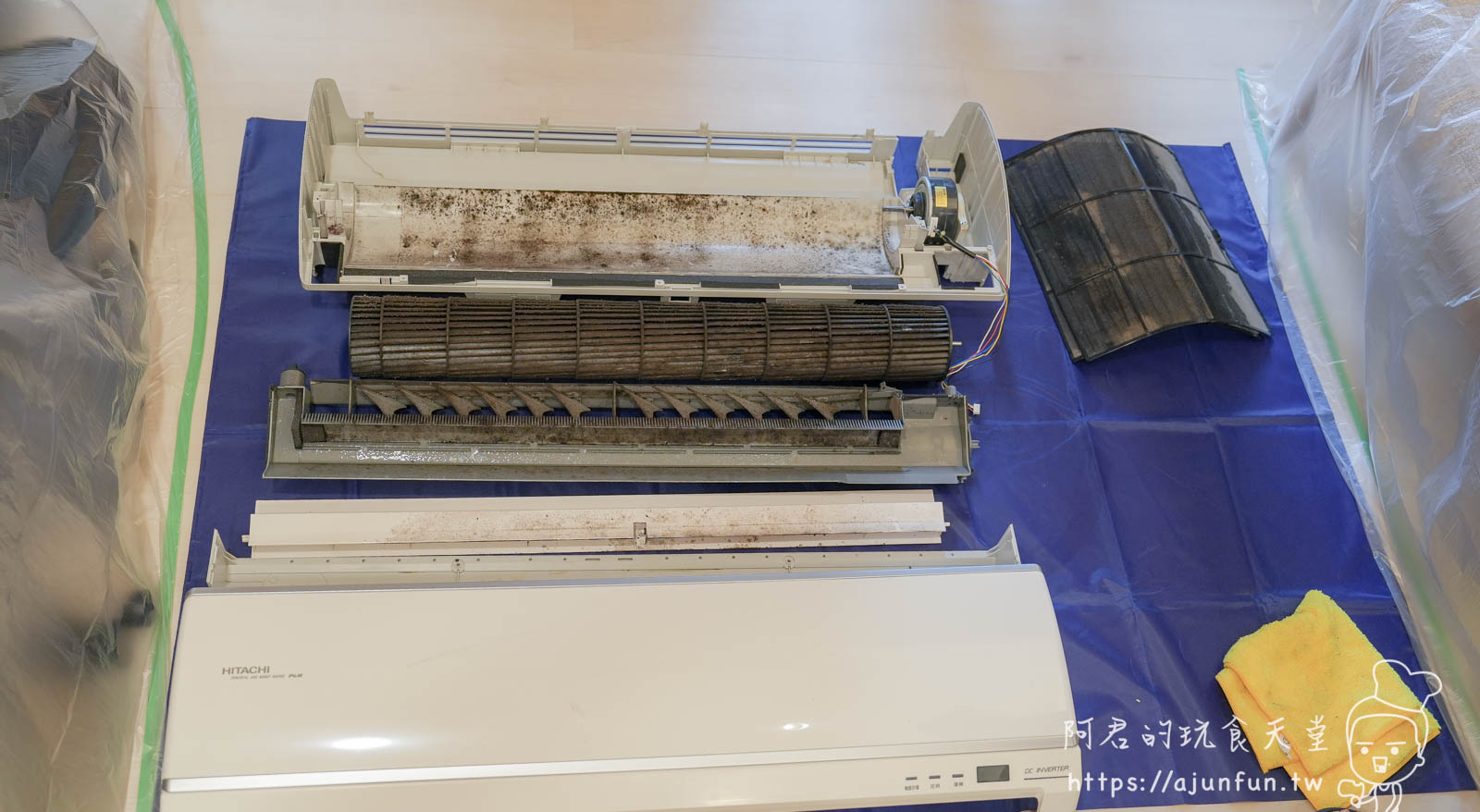 台中冷氣清洗推薦,牛妹爸媽到府全拆洗,日立冷氣洗後霉味退散! - 第15張圖