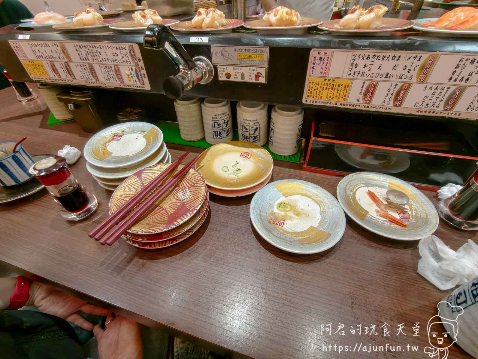 成田機場美食｜元祖壽司 T2 手握迴轉壽司，¥159 起兩人不到 5,000 円吃到撐