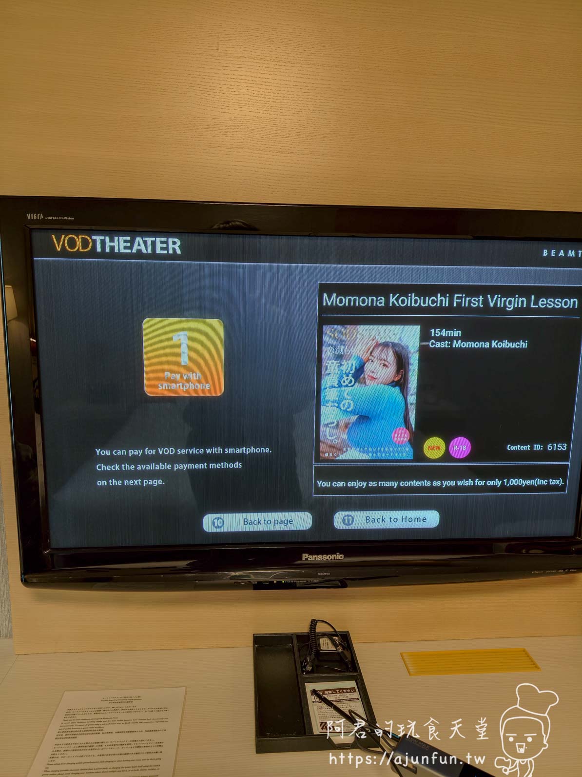 成田 Richmond Hotel 客房電視 VOD THEATER 付費隨選影片頻道介面