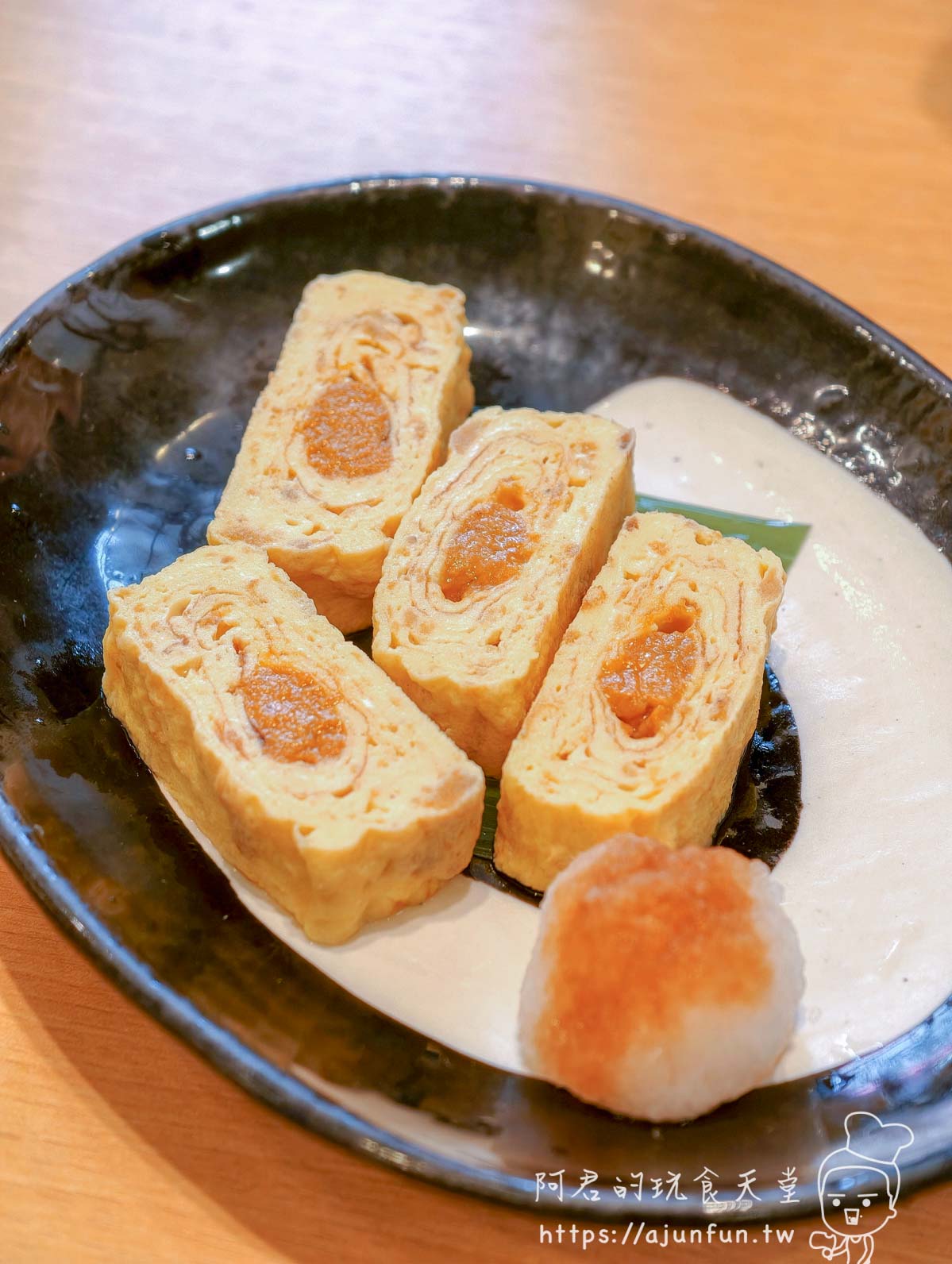 うにむらかみ 函館本店 海膽玉子燒切段特寫 - 阿君的玩食天堂