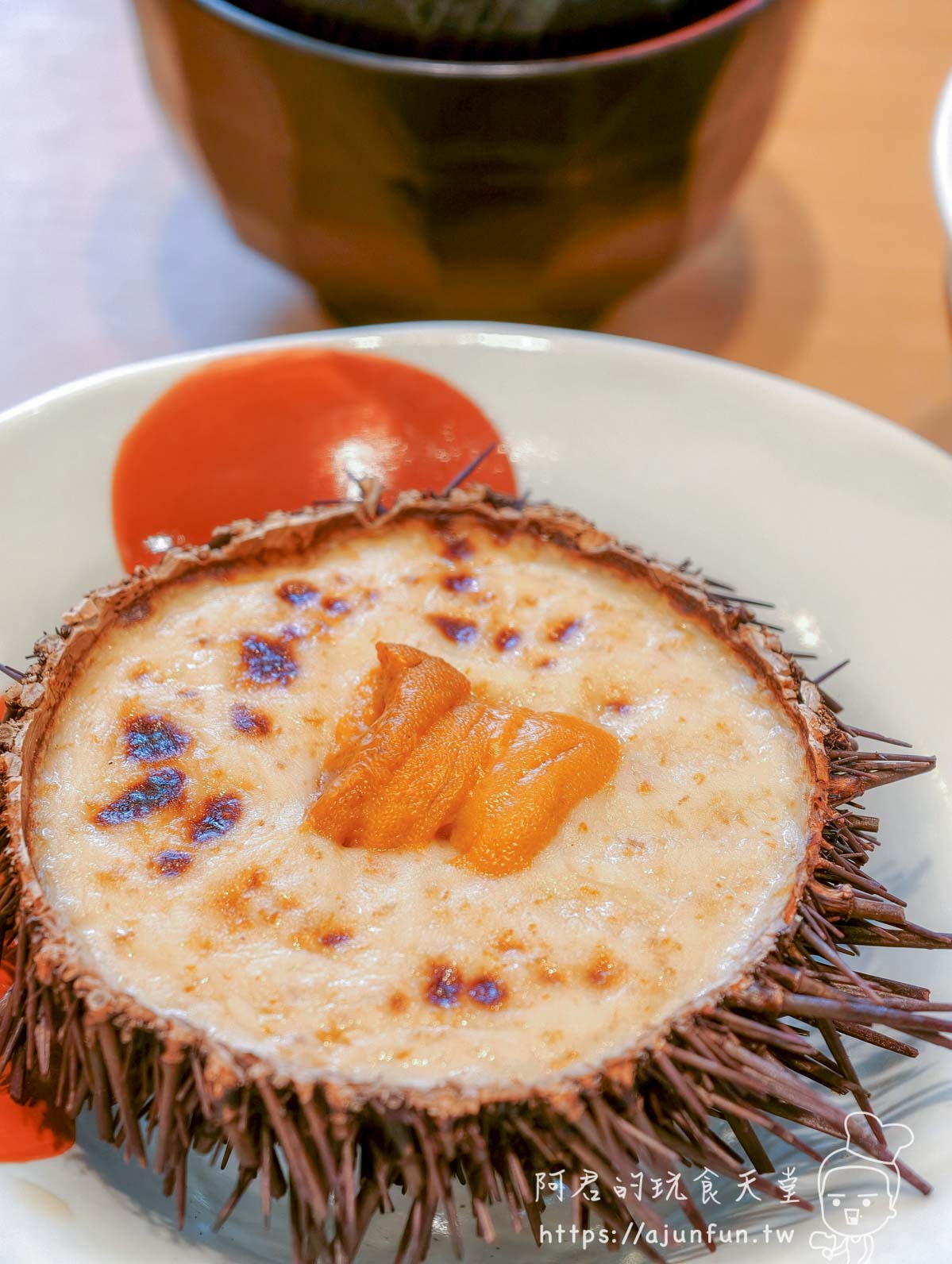 うにむらかみ 函館本店 海膽殼焗烤料理特寫 - 阿君的玩食天堂