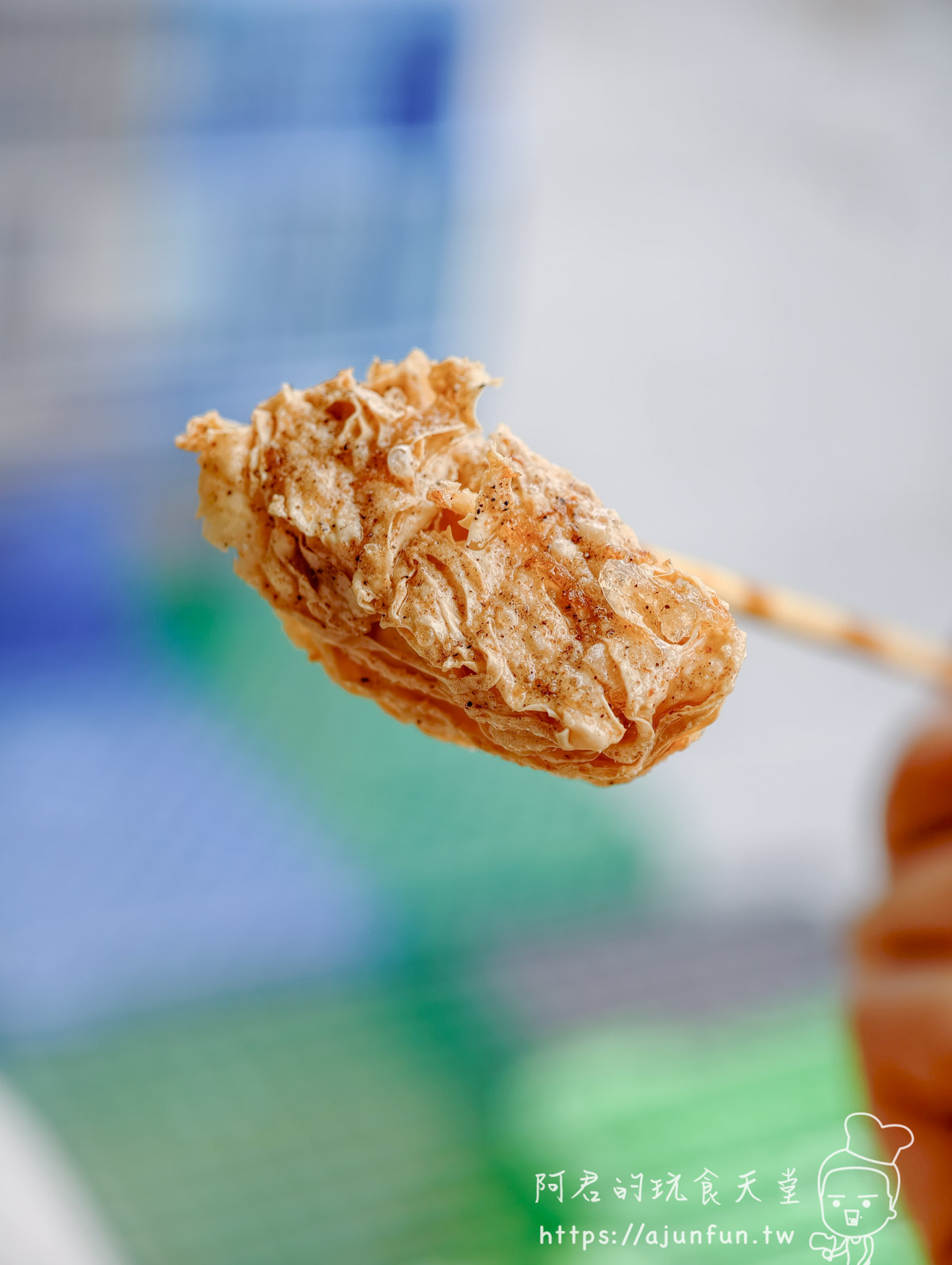 大頭雞薑片茶油雞-南投店 炸雞塊竹籤特寫外皮酥脆 - 阿君的玩食天堂