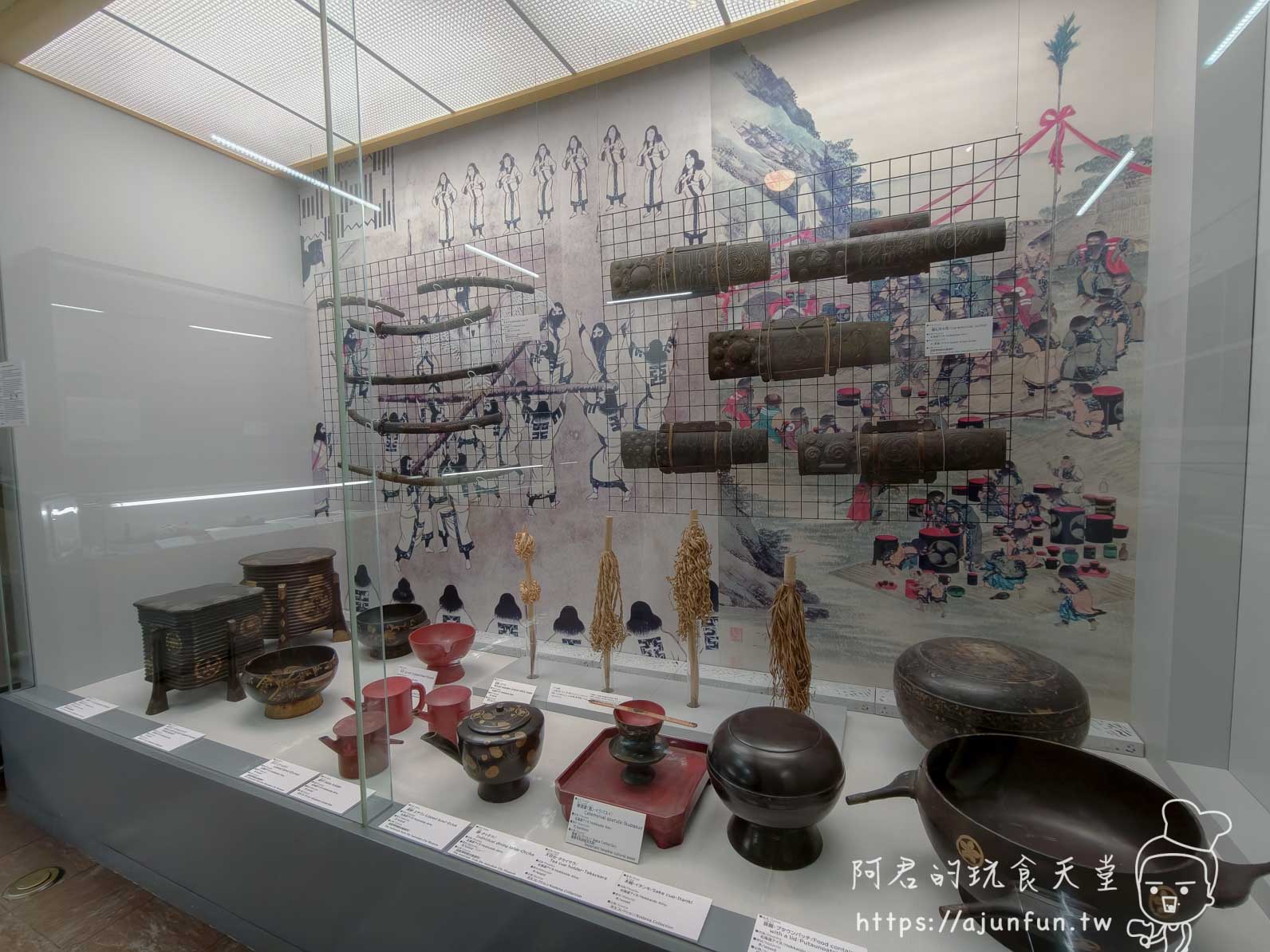 函館市北方民族資料館 阿伊努族文物展示櫃與繪卷壁畫 - 阿君的玩食天堂