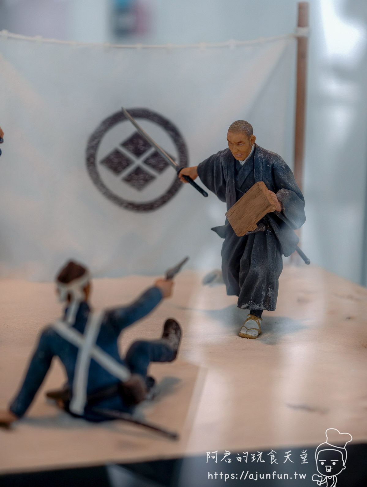五稜郭塔 展示的武士對戰立體模型場景 - 阿君的玩食天堂