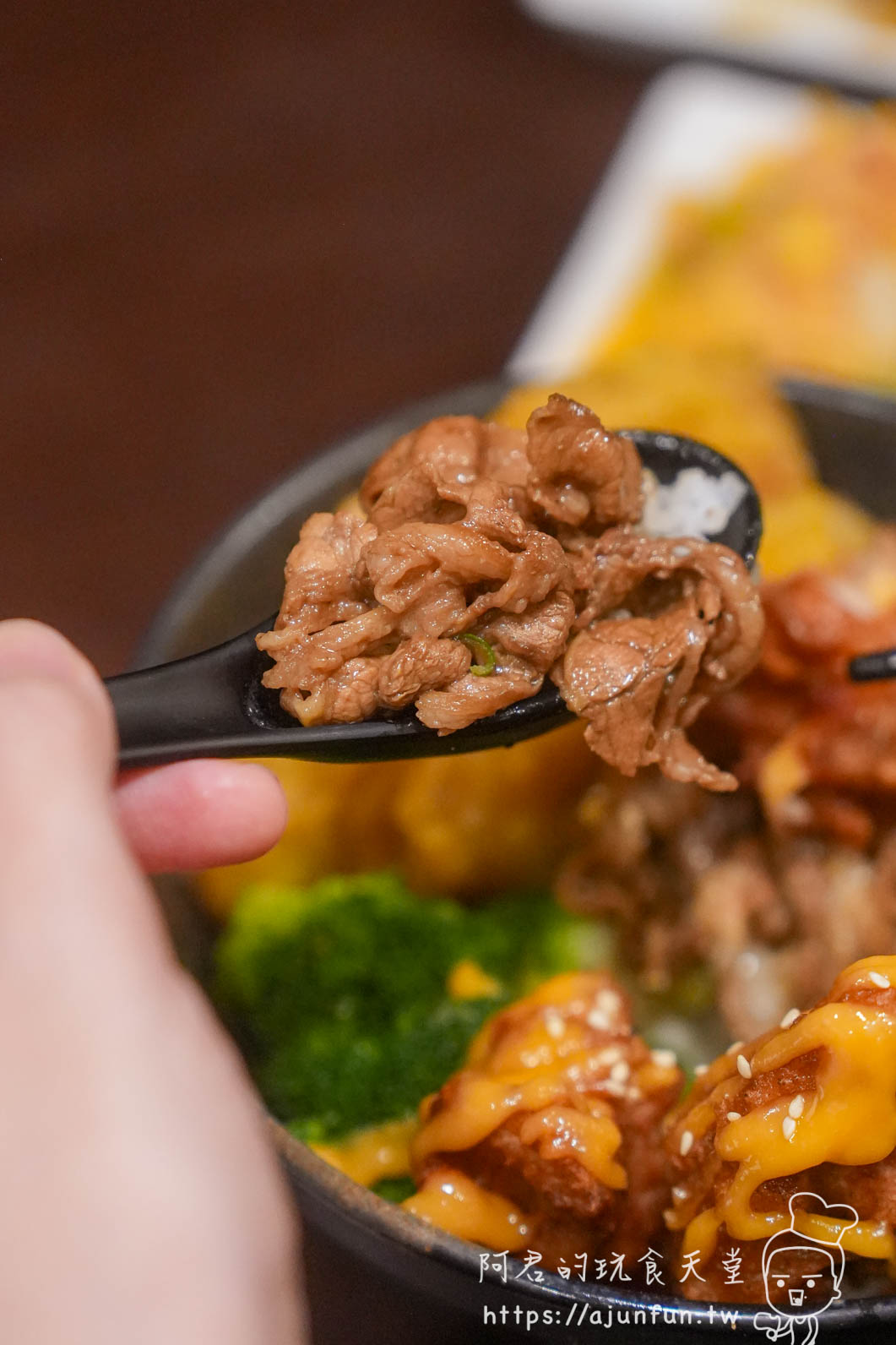 極炙燒肉丼飯雪花牛薄切燒肉特寫