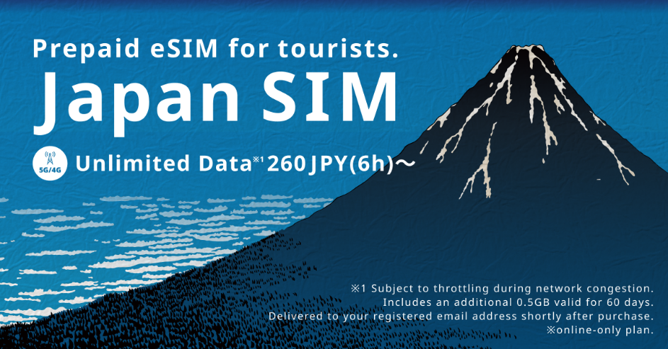 povo Japan SIM 訪日旅客預付 eSIM 方案示意圖
